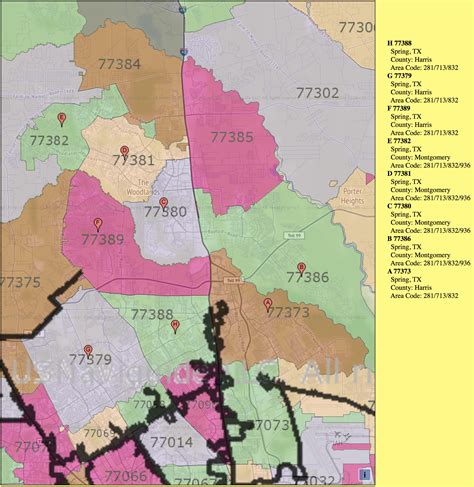 Spring Texas Zip Code Map Printable Templates Free