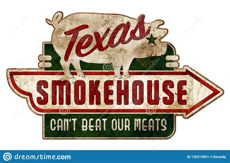 Smokehouse Sign Texas Vintage Grunge Ribs Real Stock Illustration