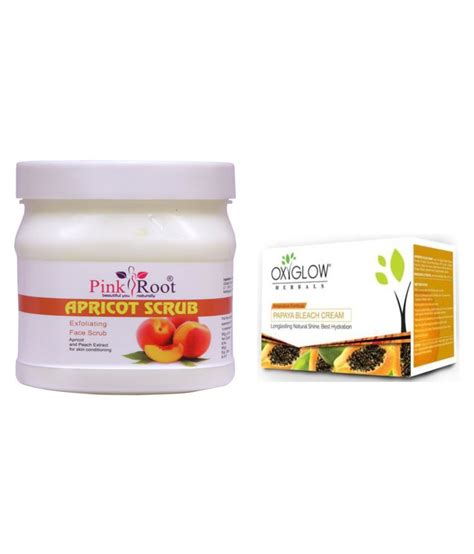Pink Root Apricot Scrub Gm With Oxyglow Papaya Bleach Day Cream