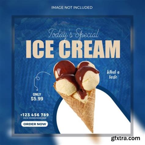 Delicious Sweet Dessert Ice Cream Social Media Post And Instagram Square Banner GFxtra