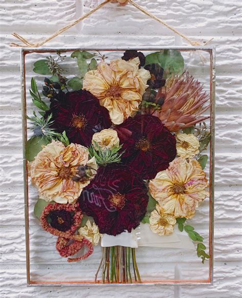 Wedding Bouquet Frame Pressed Flower Floating Frame Large Etsy