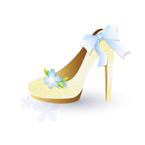 Shoes High Heels Vector Png Images Wedding Shoes High Heels With Blue Flowers And Ribbon