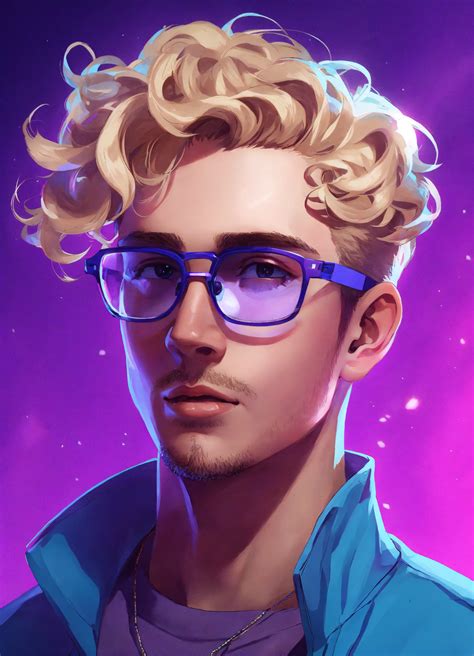 Lexica A Male Gaming Streamer Blonde Hair Clean Shaved Short Wavy Hair Wearing Blue Light