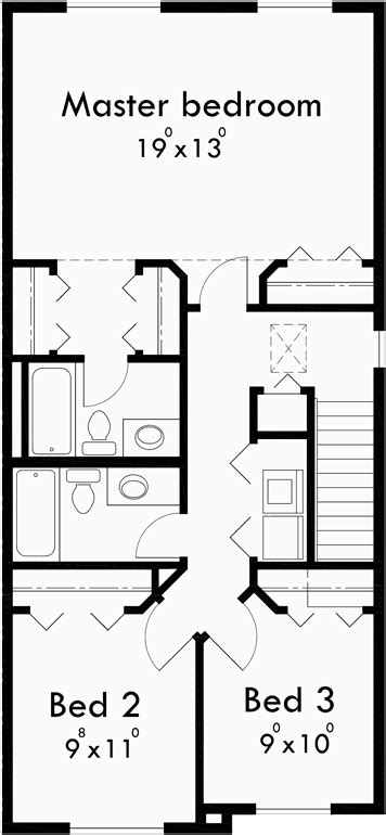 Fourplex Plan 20 Ft Wide House Plan Row Home Plan 4 Plexf 547