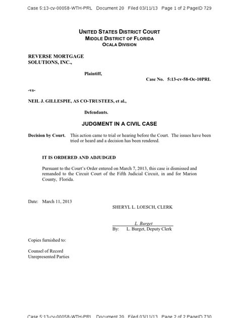 03 11 13 Judgment In A Civil Case Pdf Lawsuit United States