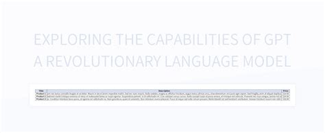 Exploring The Capabilities Of Gpt A Revolutionary Language Model Excel
