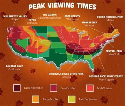Fall Foliage Map For The Continental Us Leaf Peeping Trip Fall