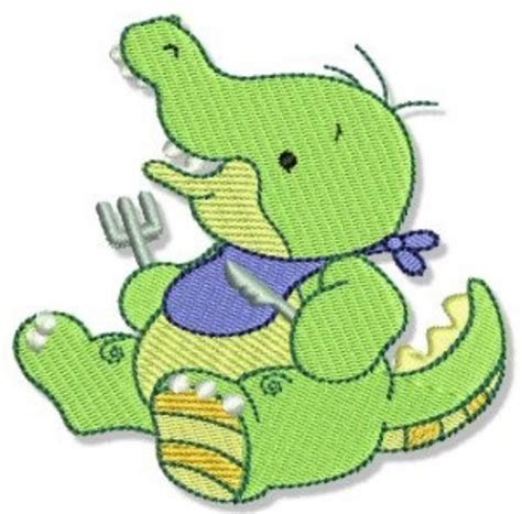 Cute Dinnertime Crocodile Machine Embroidery Design Embroidery