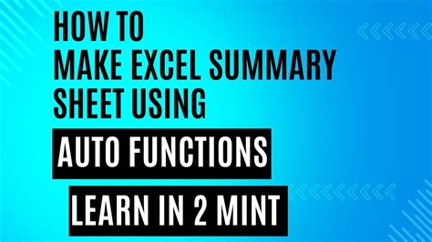 Excel Summary Worksheet Photos
