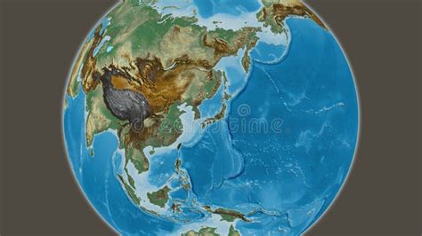 Globe Centered On Japan Neighborhood Relief Map Stock Illustration