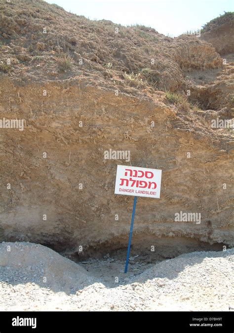 Warning Sign Against Landslide Stock Photo Alamy
