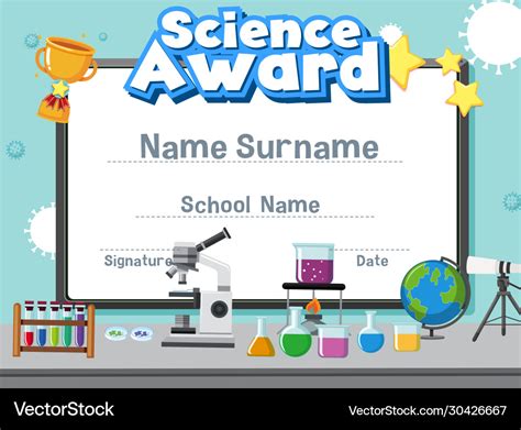 Certificate Template For Science Award With Kid Vector Image