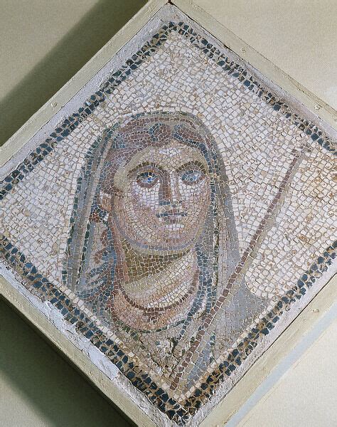 Framed Print Of Roman Mosaic Fragment Womans Face Print 14353802
