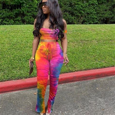 tie dye sexy two piece set women crop top and bodycon pants set summer clothes for women 2 piece