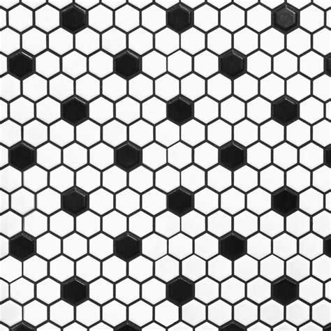 White And Black Hexagon Ii Porcelain Mosaic Porcelain Mosaic