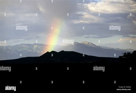 A View Of A Rainbow And Wheeler Peak Highest Mountain In New Mexico