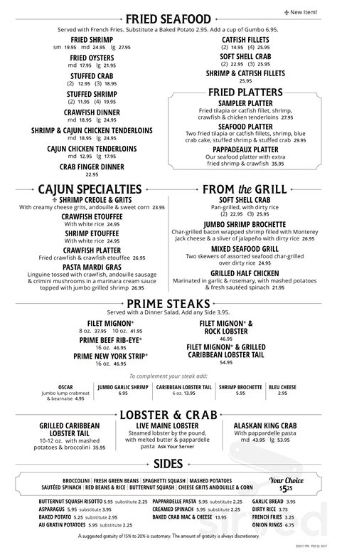 Check with this restaurant for current pricing and menu information. Pappadeaux Seafood Kitchen menu in Grapevine, Texas, USA