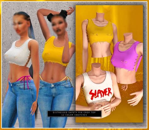 Dorific Cc Dorificsims Safety Pin Designed Crop Top Sims 4 Sims