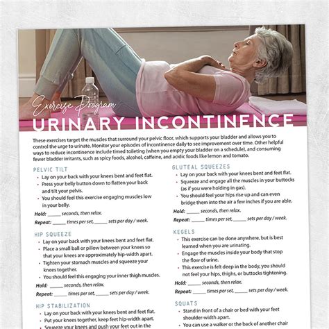 Urinary Incontinence Exercise Program Adult And Pediatric Printable