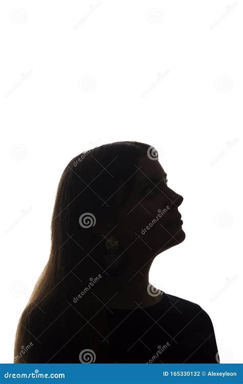 Portrait Beautiful Young Girl Looking Up Concept Silhouette Isolate