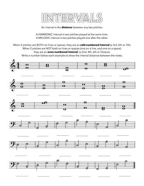 Free Printable Music Intervals Worksheet