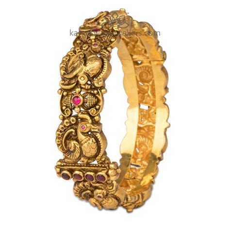 buy bangles online deep nakashi peacock kada from kameswari jewellers gold bangles design