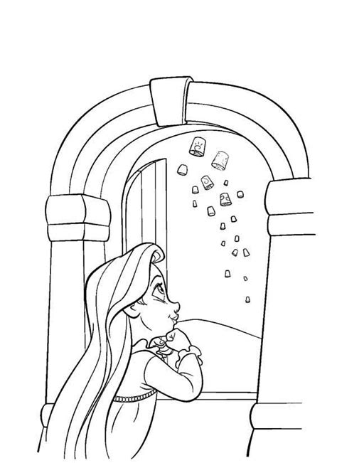 Tangled might not be as big a hit as frozen at the time of its release, but it's still quite a successful venture for disney. Rapunzel Looking At Lantern Coloring Page : Kids Play Color