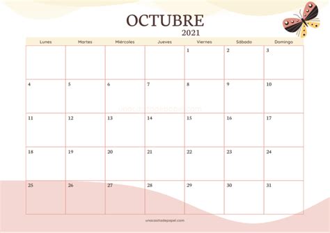 Calendario Octubre 2021 Para Imprimir Mantlemoms