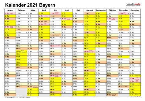 Kalender kostenlos zum ausdrucken & als download. Kalender 2021 Bayern: Ferien, Feiertage, Excel-Vorlagen