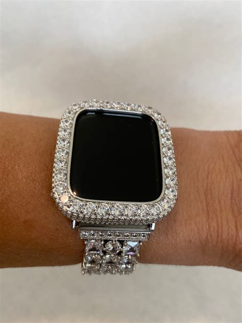 Apple Watch Bezel Cover Silver Lab Diamond Iwatch Band Bling 38mm 40mm ...