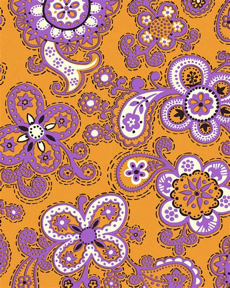 Orange Floral Pattern Drawing By Csa Images Fine Art America