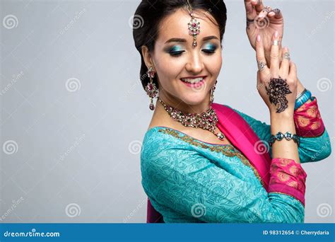 Portrait Of Beautiful Smiling Indian Girl Young Indian Woman Model