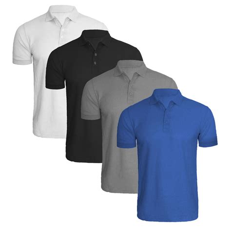 New Pack Of 4 Mens Polo Shirt Short Sleeve Plain Pique Top Designer