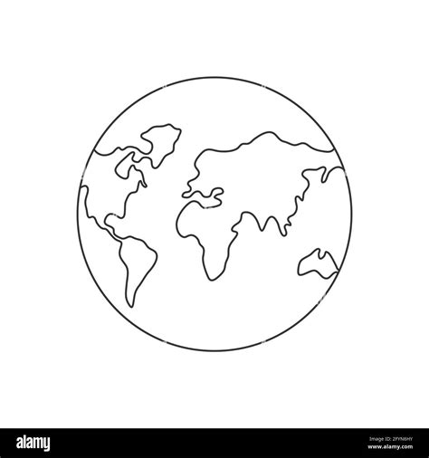 symbole de mise en plan de la ligne de terre continue carte du monde une ligne art terre globe