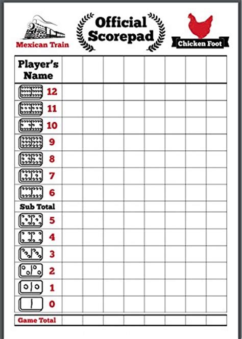 Mexican Train Dominoes And Chicken Foot Score Pads 200