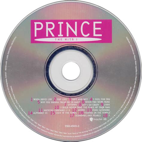 carátula cd de prince the hits 1 portada