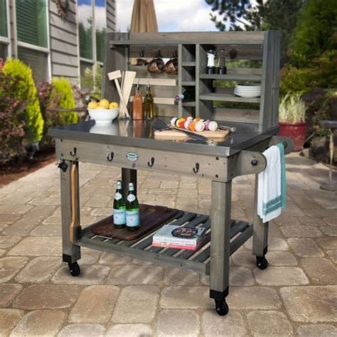 New Rolling Outdoor Kitchen Grill Prep Work Station Mobile Serving Cart