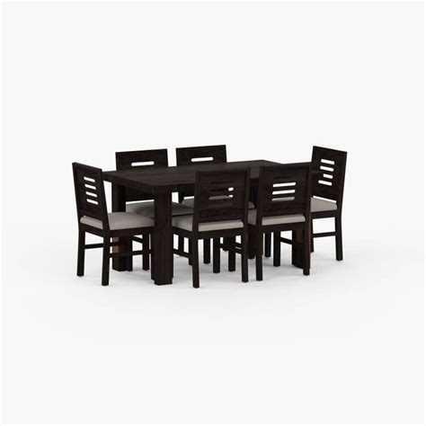 Moonwooden Solid Wood 6 Seater Dining Table Set With 6 Chair For Home