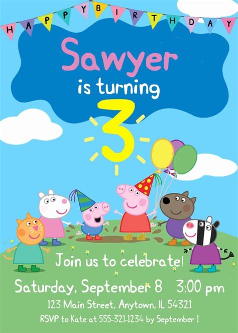 Peppa Pig Birthday Invitation Free Template Printable Templates