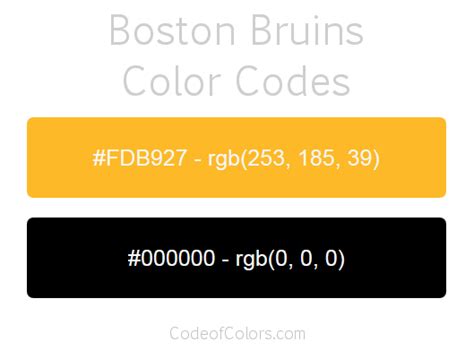 Boston Bruins Colors Hex And Rgb Color Codes