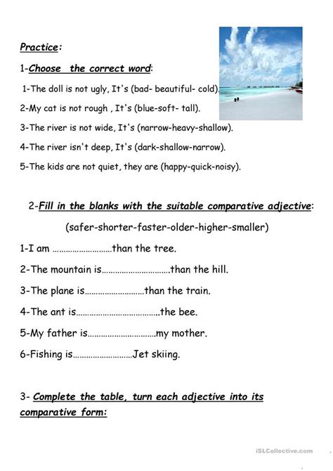 Comparative Adjectives Worksheet Free Esl Printable