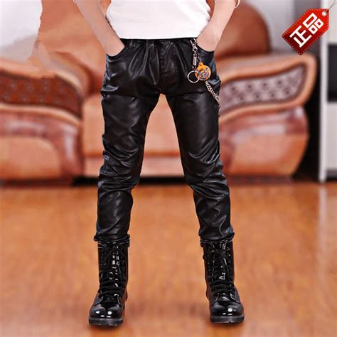 Boys Pants 2019 Spring New Boy Fashion Faux Leather Pants Casual