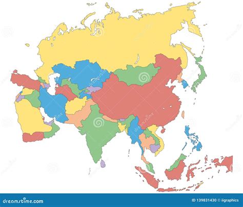 Asia Political Map Of Asia Stock Illustration Illustration Of