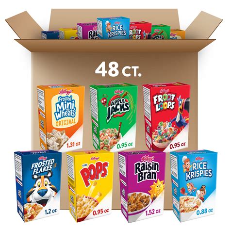 Kelloggs Breakfast Cereal Variety Pack Single Serve Boxes 48ct 51