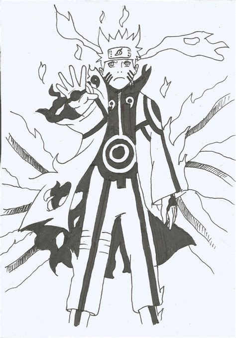 Naruto Bijuu Mode Coloring Pages Sketch Coloring Page