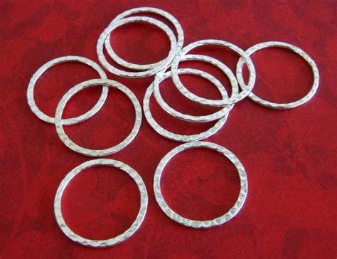 10 HAMMERED SILVER CIRCLES Hoops Round 25mm Rings Silver Etsy