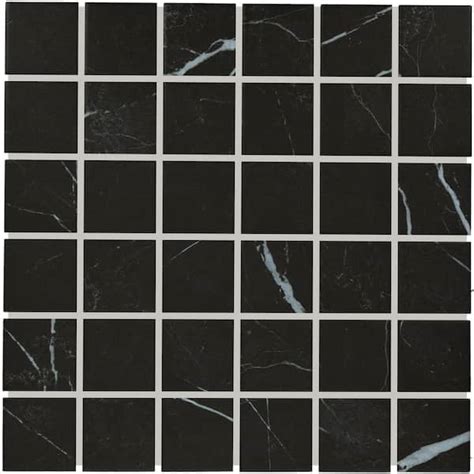 Daltile Restore Black Marble 3 In X 3 In Glazed Ceramic Mosaic Sample