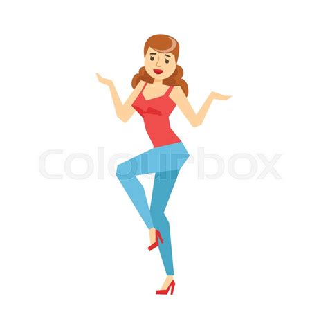 Girl Dancing In Skinny Jeans And Stock Vector Colourbox