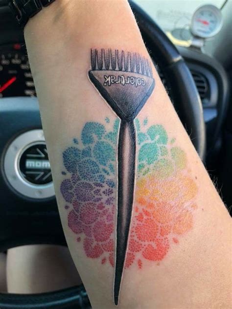 My best friend got this tattoo the other day. Not the brush but the color wheel design is beautiful ...