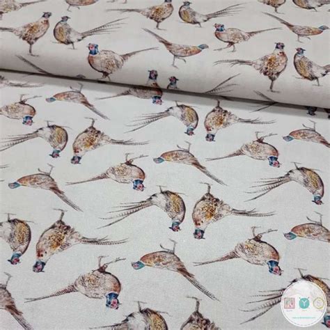 Pheasants Birds Cotton Percale Fabric 150cm By Indigo Fabrics